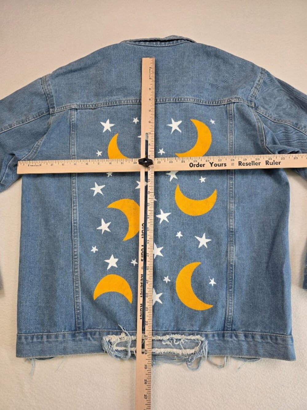 Celestial Denim Jacket Moon & Stars Print Medium - Picture 5 of 5